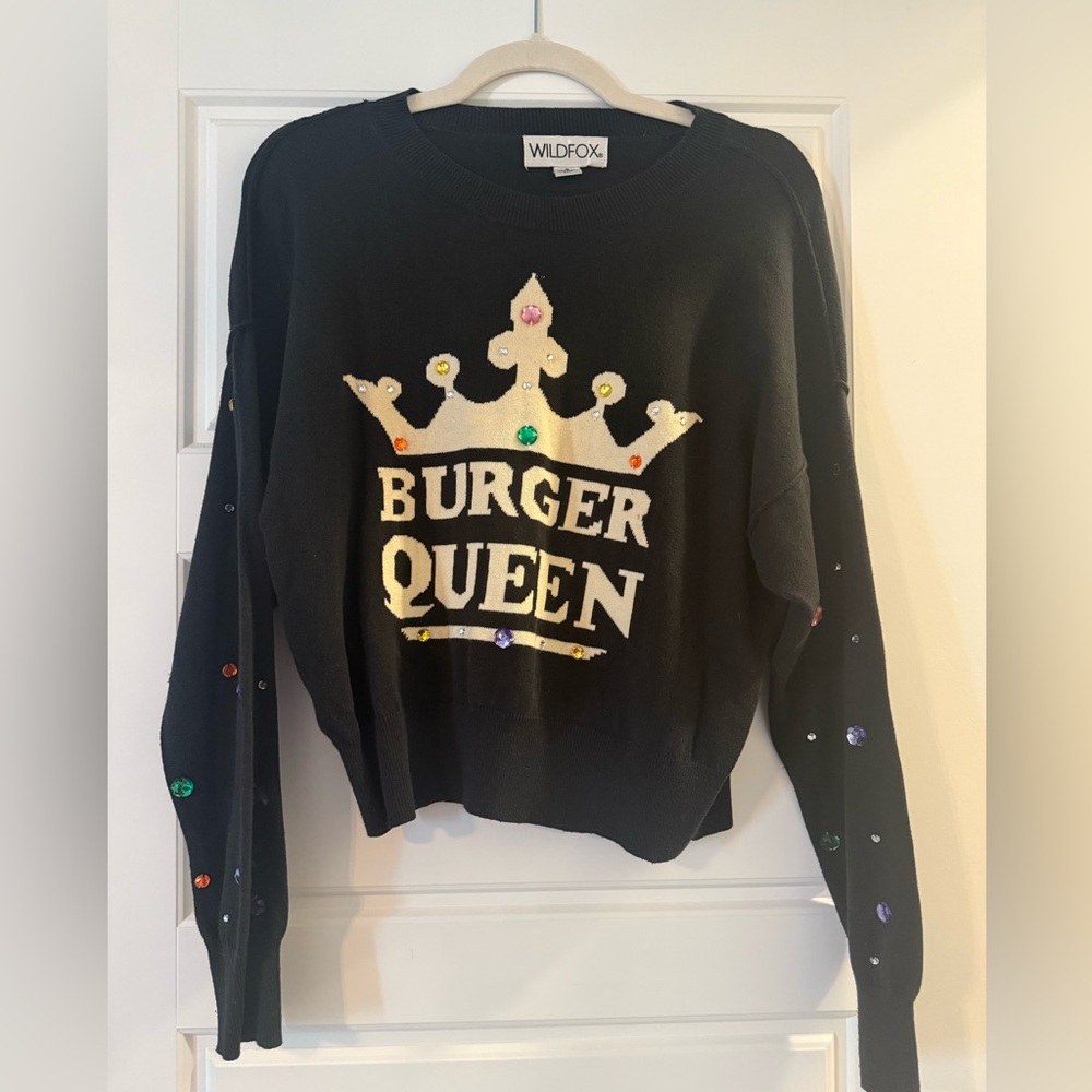 Wildfox Black Sweater with Jewel Accents